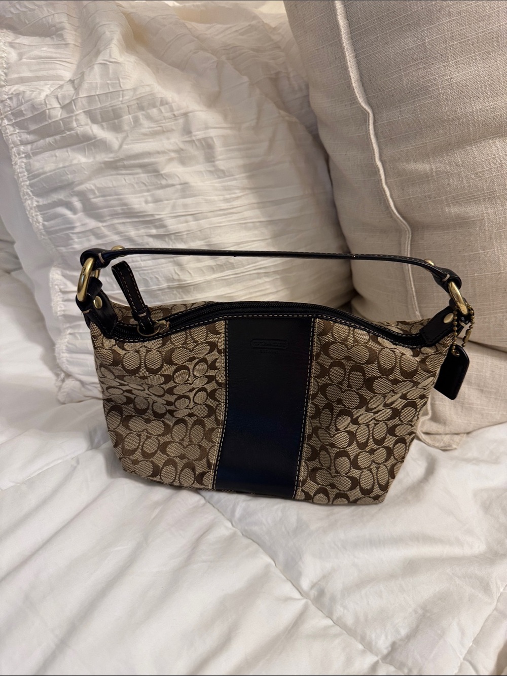 Coach Brown Signature Canvas Crossbody with Black Leather Trim - Picture 2 of 5